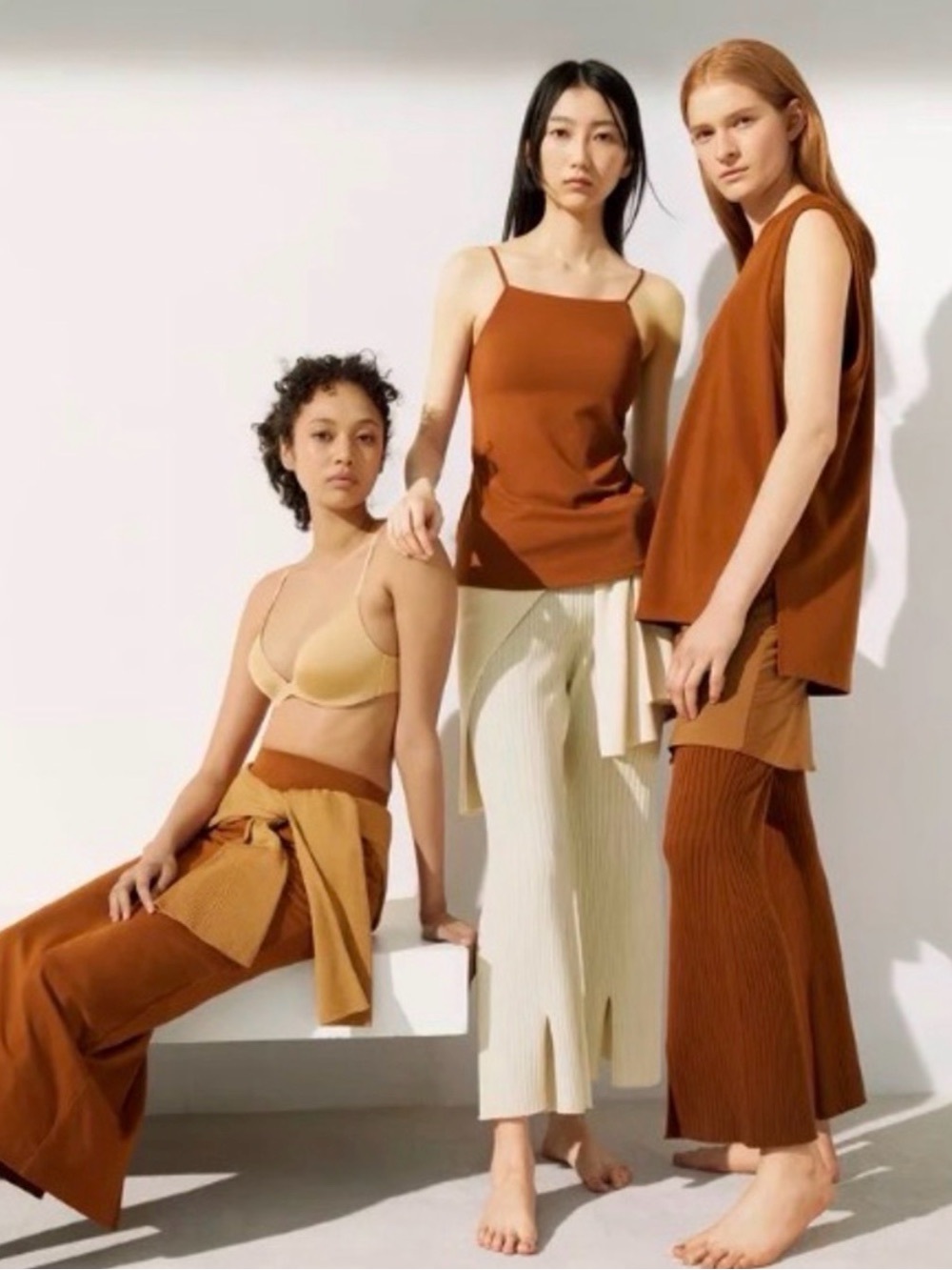 Mame Kurogouchi Uniqlo Airism Straight High Bra Camisole Tank Rust Brown M EUC